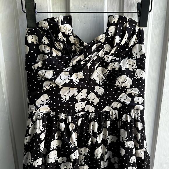 Anthropologie Porridge Elephant Print Strapless Dress - Picture 3 of 7